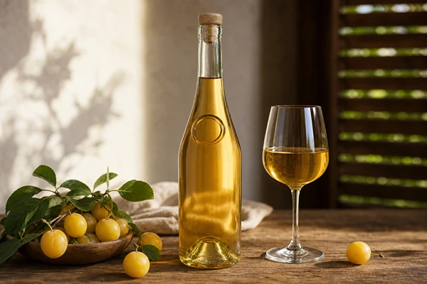 Vino casero dulce de mirabel o ciruela mirobolán
