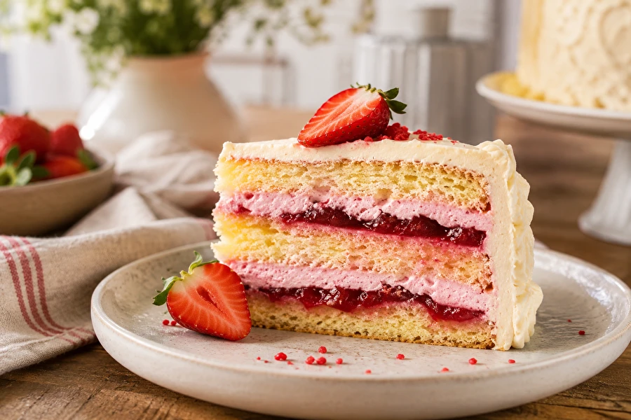 Crema de fresa estable para tarta