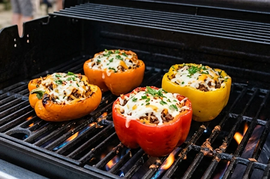 Pimientos rellenos a la parrilla de gas