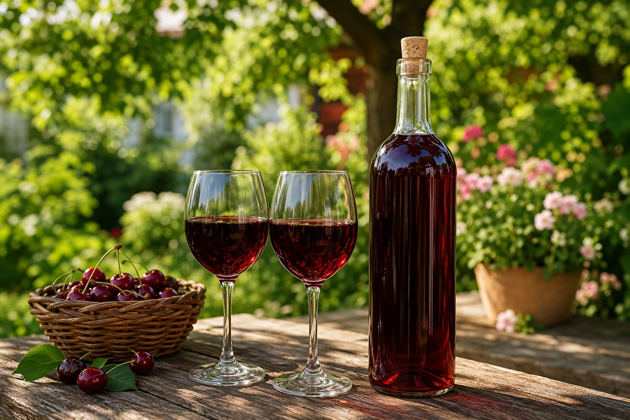 Vino de cerezas - fuerte, semidulce